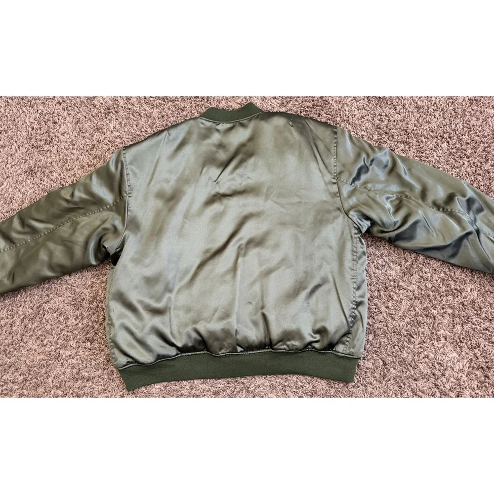 Steve & Barry's Flight Jacket Reversible Olive Green Orange Zip Pockets Size 2XL